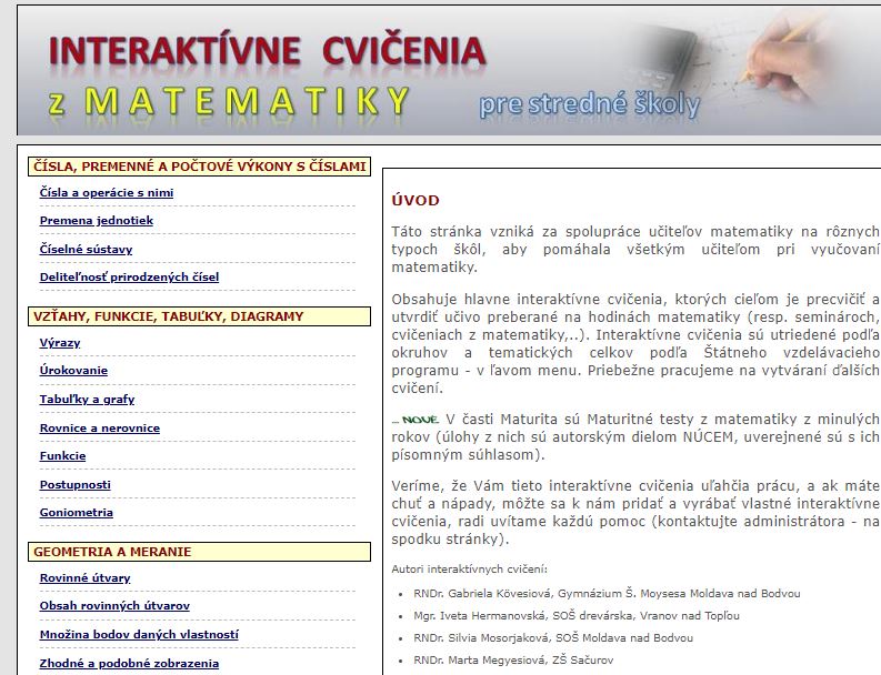 Interaktívne cvičenia - Matematika