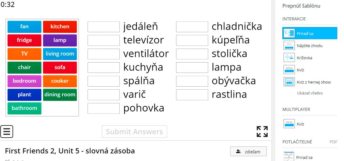 First Friends 2, Unit 5 - slovná zásoba (slovo-preklad)